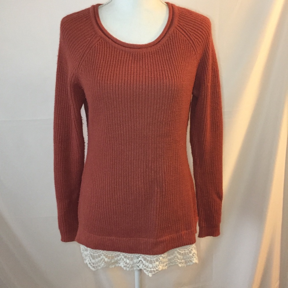 Women’s Hippie Rose Cable knit/Lacey Sweater Sz M